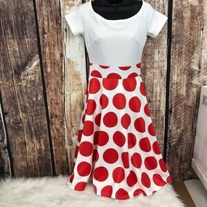 Homeyee Dress red & Wht Polkadot S